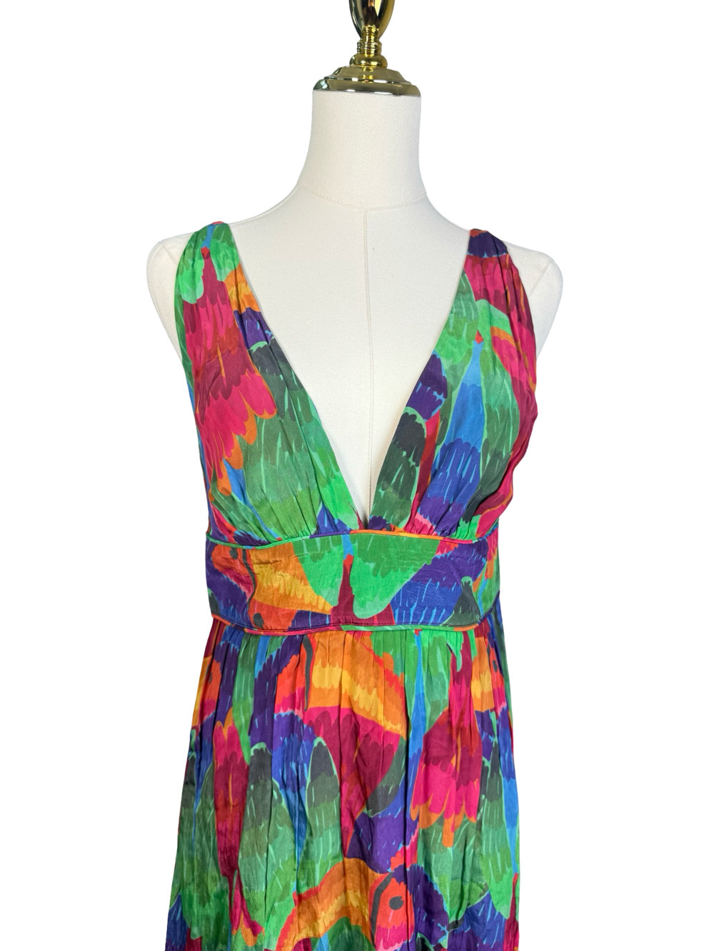 FARM Rio Painted Toucans V-Neck Sleeveless Midi Dress - Picture 3 of 11